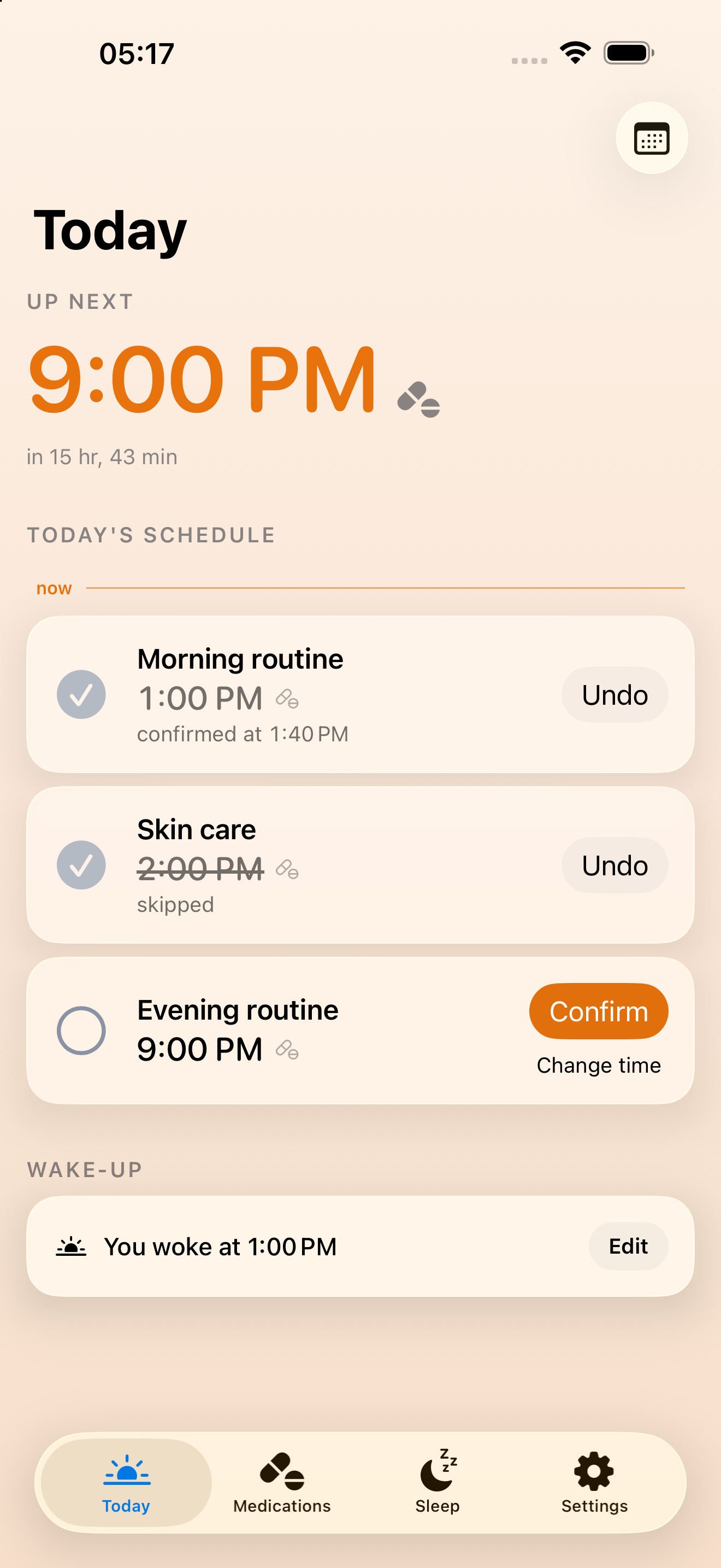 Doza — Today: See the day at a glance.